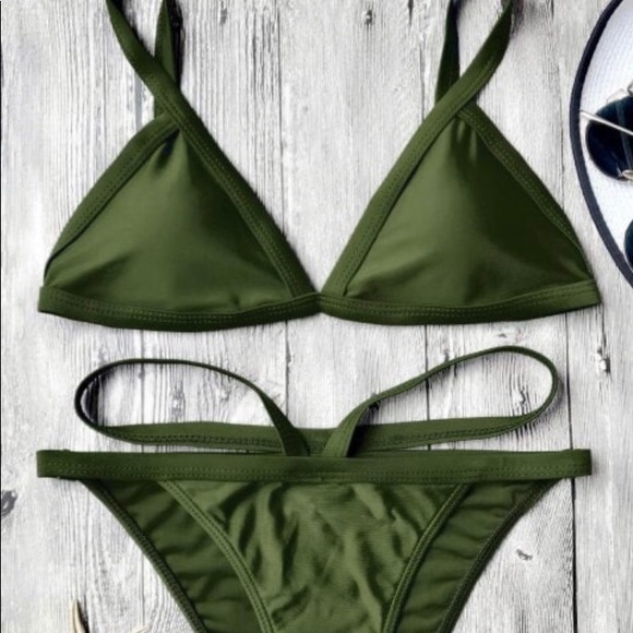zaful olive green bikini